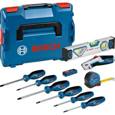 BOSCH Набір професійних викруток та змішаних ручних інструментів 19 шт, L 3.5, SL6.5, TX15, TX20, PH1, PZ 2 мм, рулетка 5м, рівень 25см (0615990N2R)
