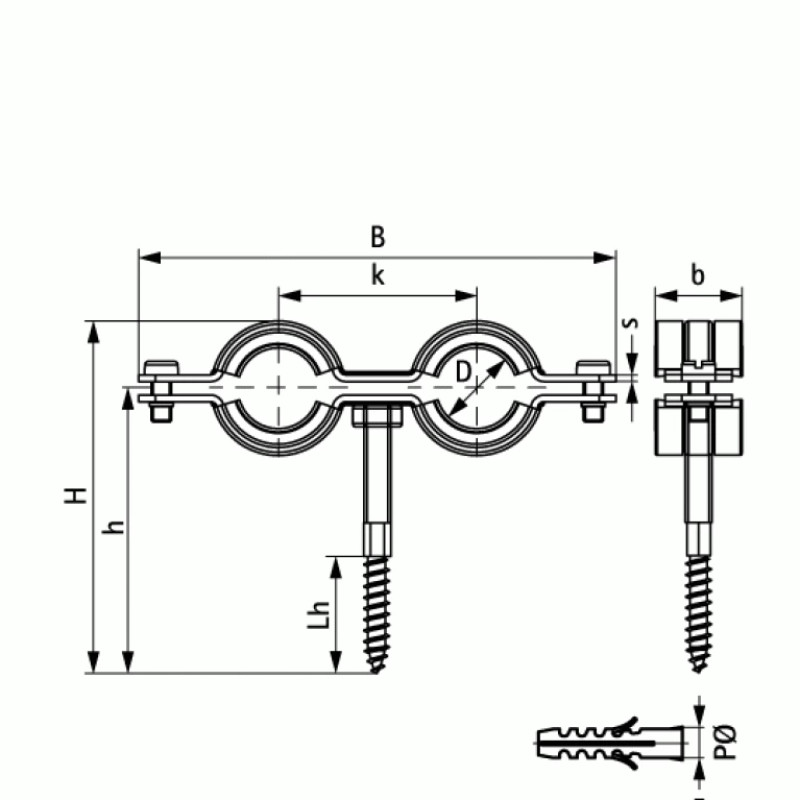 Walraven Подвійний хомут BIS Cobra з epdm з дюбелем, d 20-24 мм 0802124