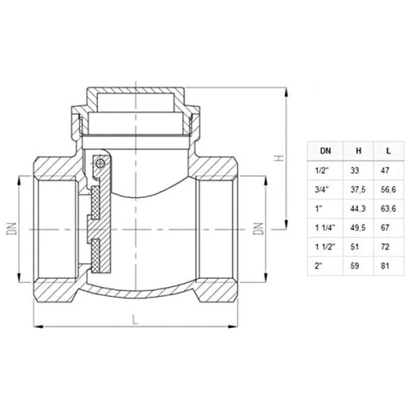 KARRO арматур. Зворотний клапан горизонтальний KARRO Dn40 1 1/2