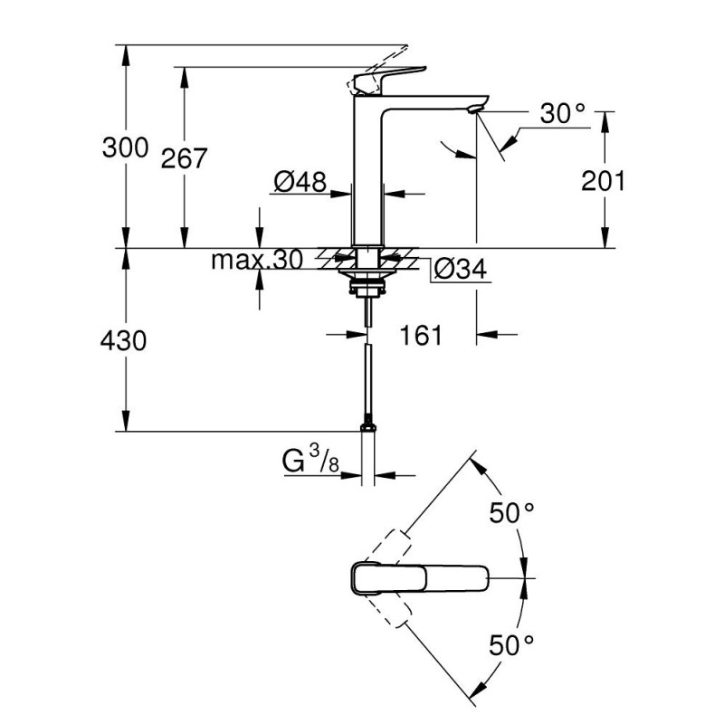 Grohe CUBEOзмішувач для умивальника одноважільнийXL-Size,колір хром, (1017290000)