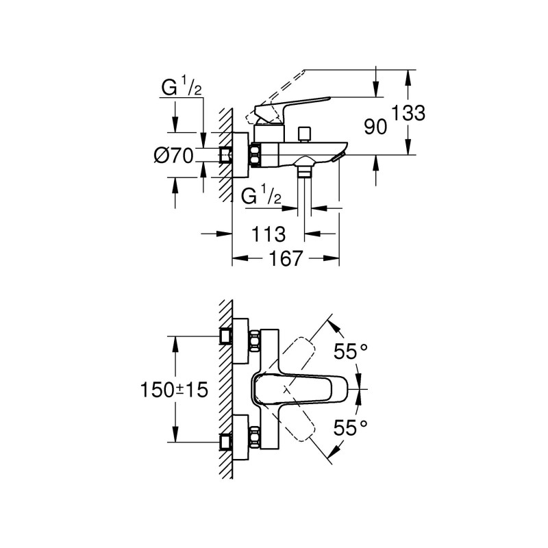 Grohe Cubeo Одноважільний змішувач для ванни (1018132430)