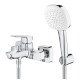 Grohe CUBEOзмішувач для ванни, одноважільний, з душовим набором( ручний душ, шланг, тримач)колір хром, (1018140000)