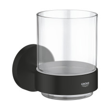 Grohe ESSENTIALS стакан стеклянный с держателем, цвет черный матовый, (1022562430)