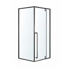 MORA 90-C душова кабіна 90*90*200 см квадратна, двері розпашні, профіль чорний матовий, скло прозоре