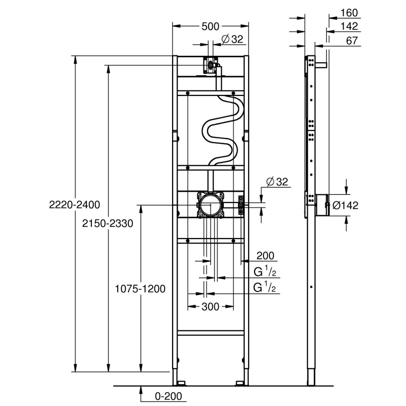 Rapido Shower Frame Інсталяція для установки душової системи (1039939990)
