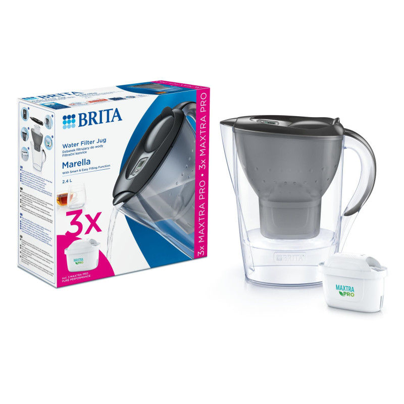 Brita Фільтр-глечик Marella Memo MXPro 2.4л (1.4л очищеної води) + 3 картриджа графіт (1052796)