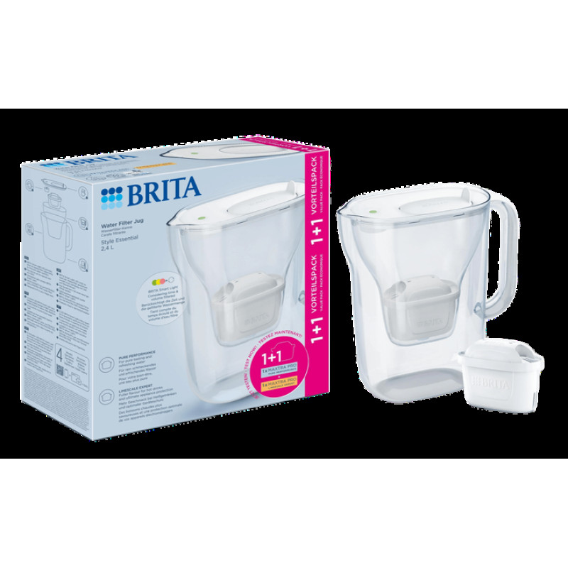 Фільтр-глечик Brita Style Essential MXPro 2.4л (1.4л очищеної води) + 2 картриджа білий (1057795)