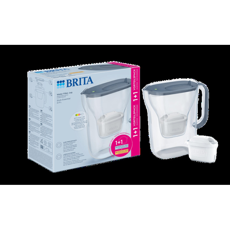 Фільтр-глечик Brita Style Essential MXPro 2.4л (1.4л очищеної води) + 2 картриджа сіро-блакитний (1057796)