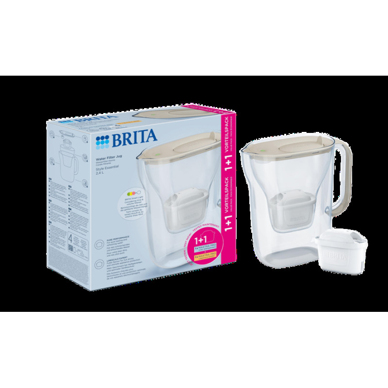 Фільтр-глечик Brita Style Essential MXPro 2.4л (1.4л очищеної води) + 2 картриджа пісочний (1057797)