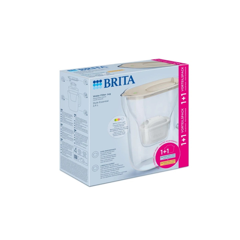 Фільтр-глечик Brita Style Essential MXPro 2.4л (1.4л очищеної води) + 2 картриджа пісочний (1057797)