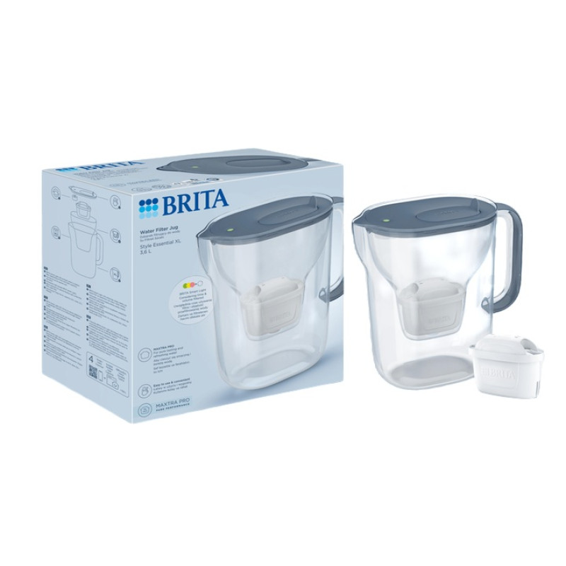 Фільтр-глечик Brita Style Essential XL MXPro 3.6л (2.3л очищеної води) з картриджем сіро-блакитний (1058043)