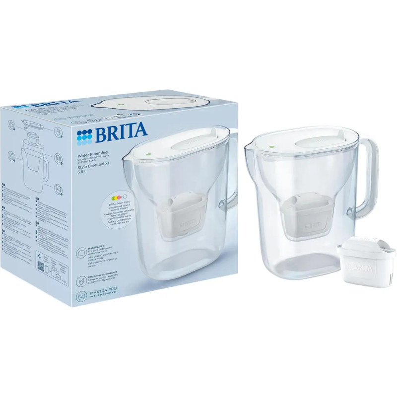 Фільтр-глечик Brita Style Essential XL MXPro 3.6л (2.3л очищеної води) з картриджем білий (1058045)