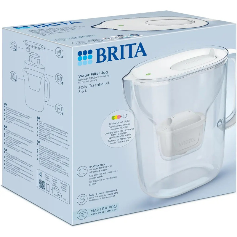 Фільтр-глечик Brita Style Essential XL MXPro 3.6л (2.3л очищеної води) з картриджем білий (1058045)