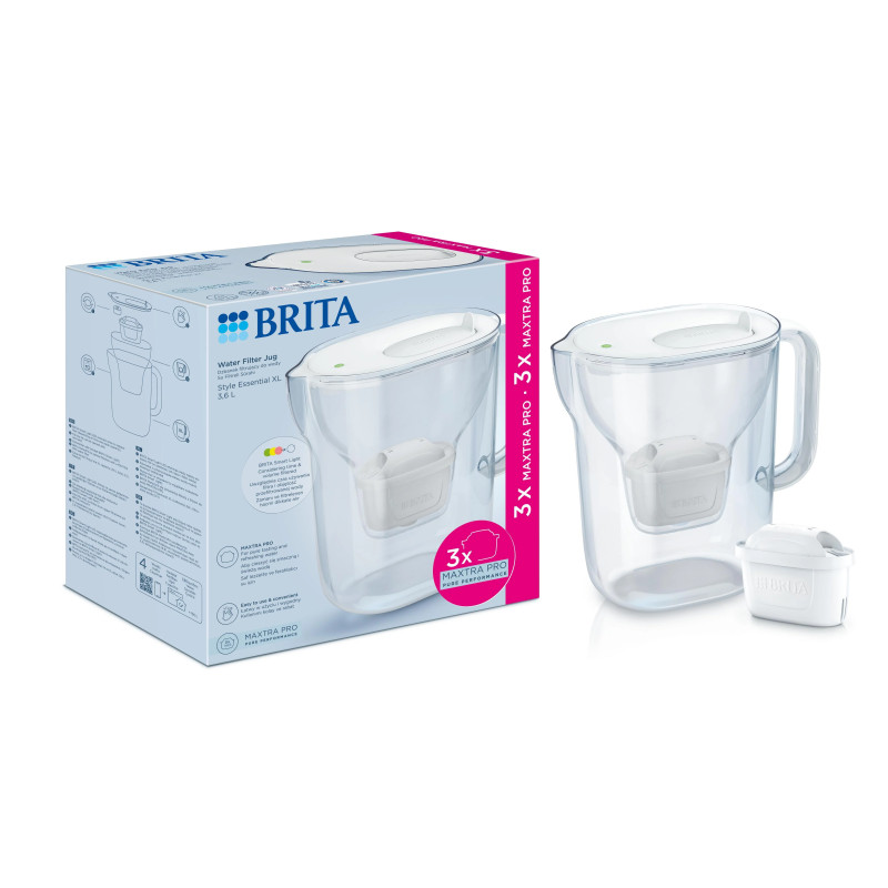 Фільтр-глечик Brita Style Essential XL MXPro 3.6л (2.3л очищеної води) + 3 картриджа білий (1058705)