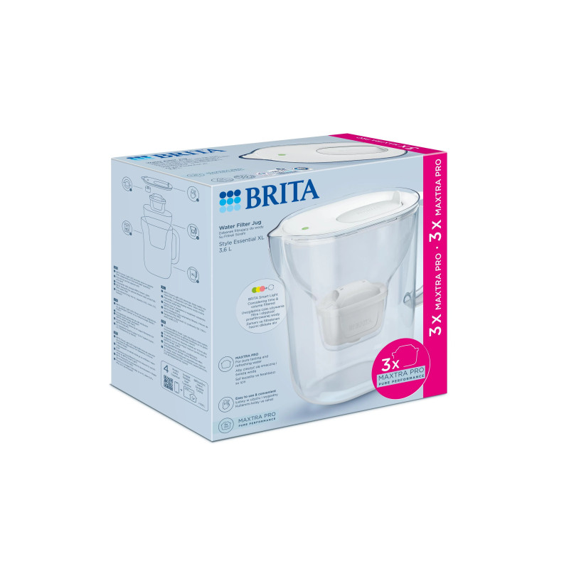 Фільтр-глечик Brita Style Essential XL MXPro 3.6л (2.3л очищеної води) + 3 картриджа білий (1058705)
