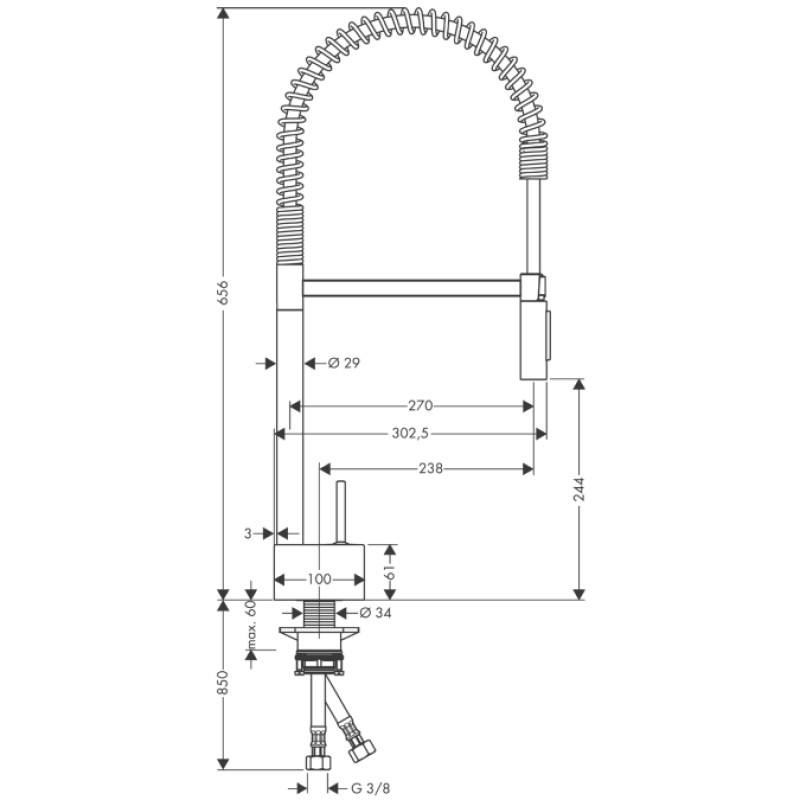 Axor Starck Semi Pro - змішувач для кухні HANSGROHE 10820000, (10820000)