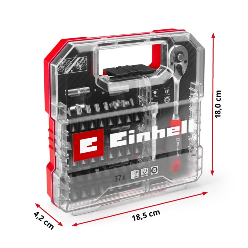 Einhell Набір біт і головок з тріскачкою 37 шт в L-Case (109022)