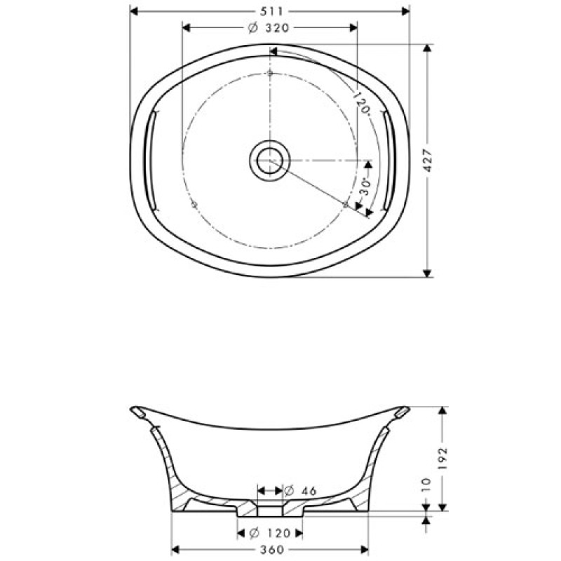 Axor Urquiola - Раковина 500 мм, білий HANSGROHE 11301000, (11301000)