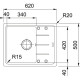 Franke Мийка кухонна Basis, фраграніт, прямокутник, з крилом, 620х500х200мм, чаша - 1, накладна, BFG 611-62, онікс (1140272580)