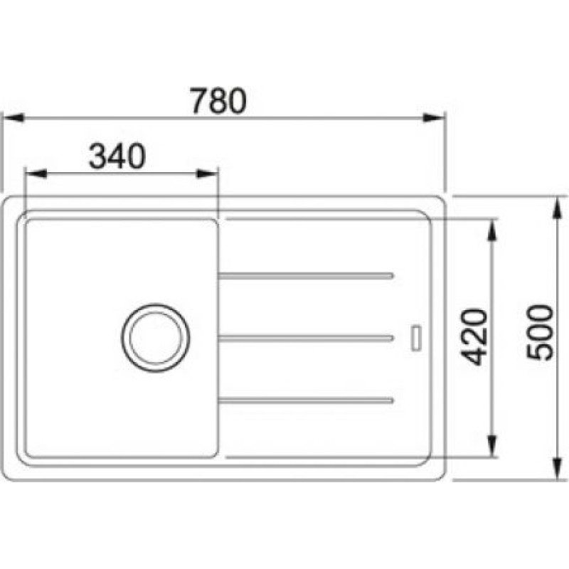 Franke Basis BFG 611-78 [Мийка кухонна Basis, фраграніт, прямокутник, з крилом, 780х500х200мм, чаша - 1, накладна, BFG 611-78, мигдаль] (1140306793)