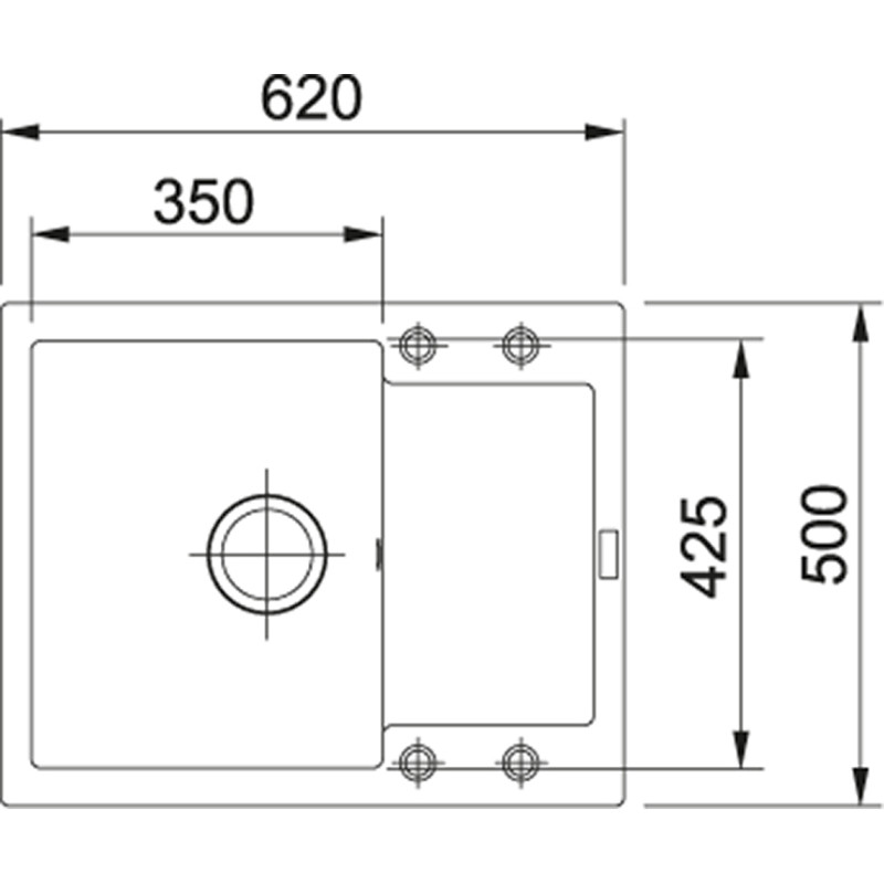 Franke Мийка кухонна Maris, фраграніт, прямокутник, з крилом, 620х500х200мм, чаша - 1, врізна, MRG 611-62, чорний матовий (1140631437)