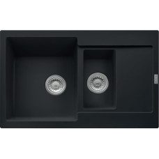 Franke Кухонна мийка Maris MRG 651-78/114.0631.461/дві чаші/фраграніт/антибактеріальний захист/780х500х200(130)/врізна/чорний матовий (1140631461)