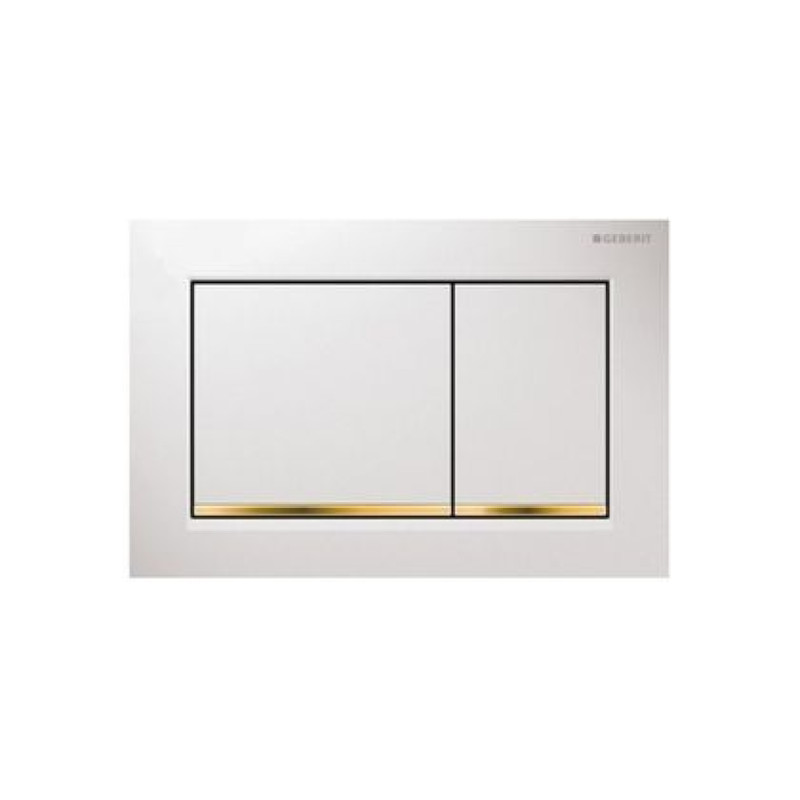 Geberit OMEGA20 SQUARE змивна клавішадля подвійного змиву,білий /позолота, (115.080.KK.1)