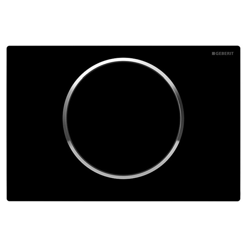 Geberit SIGMA10 ROUND змивна клавіша, для змивання/ зупинки змивання, чорний/ глянцевий хром, (115.758.KM.5)
