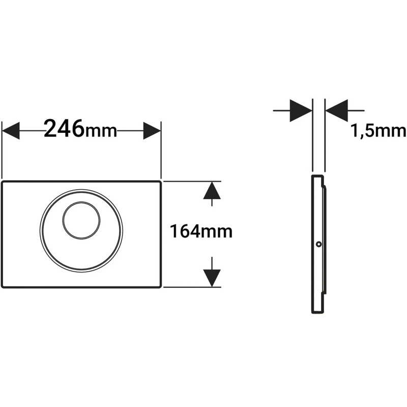 Geberit 115.856.SN.6 HyTronic Змивна клавіша Sigma10, для бачків 8см, електронний змив, 230В, подвійний змив, автоматичний/безконтактний/ручний, нержавіюча сталь матова