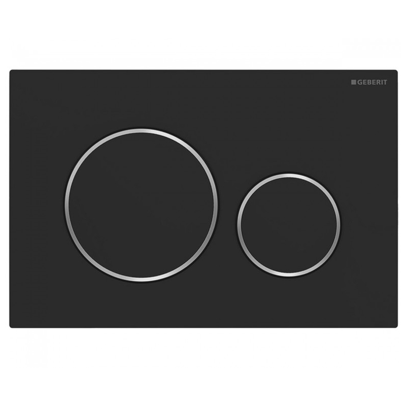 Geberit 115.882.14.1 Sigma20 Клавіша змиву, подвійний змив, легкоочисна поверхня, чорний мат/хром глянець