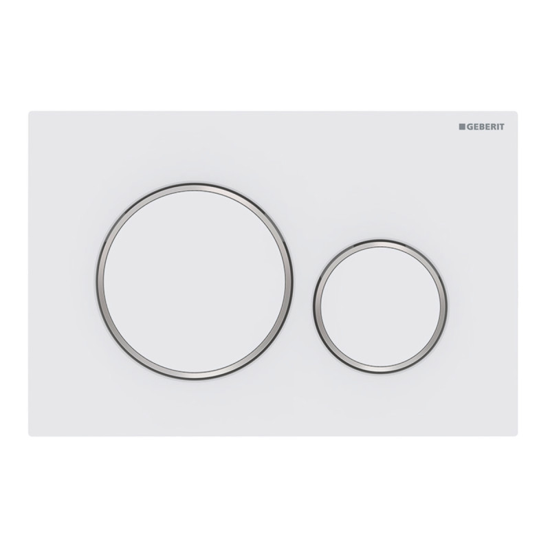 Geberit 115.882.JT.1 Sigma20 Клавіша змиву, подвійний змив, легкоочисна поверхня, білий мат/хром глянець