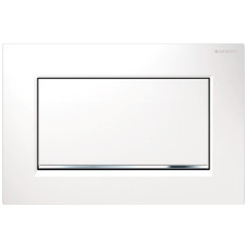 Geberit SIGMA10 SQUARE змивна клавішадля змивання / зупинки змивання, з кріпленням на гвинтах, білий /глянцевий хром, (115.893.KJ.1)