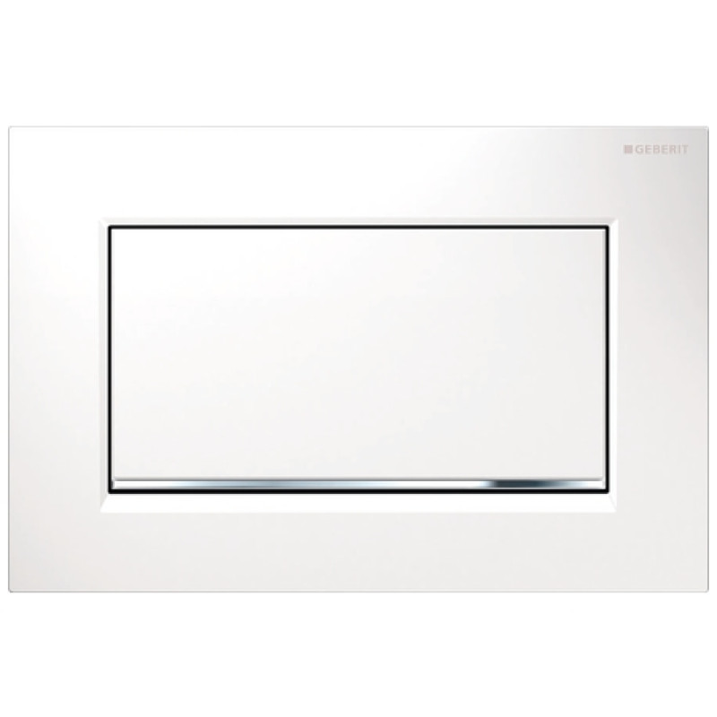 Geberit SIGMA10 SQUARE змивна клавішадля змивання / зупинки змивання, з кріпленням на гвинтах, білий /глянцевий хром, (115.893.KJ.1)