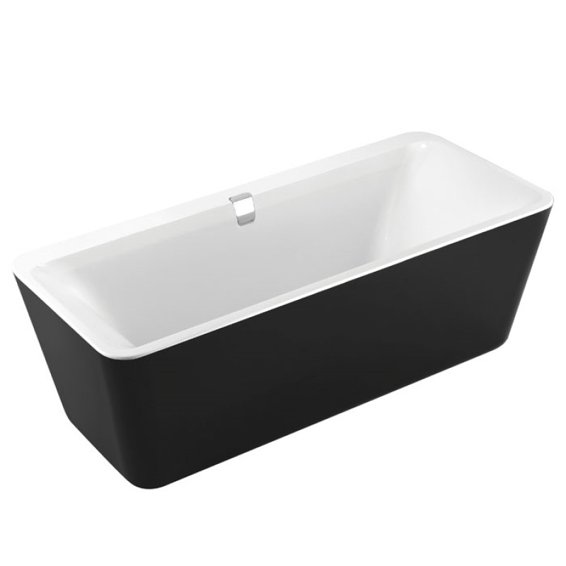 VOLLE Ванна 180*80*62см, окремостояча, злив-перелив, чорно/бiла, (12-22-110black)