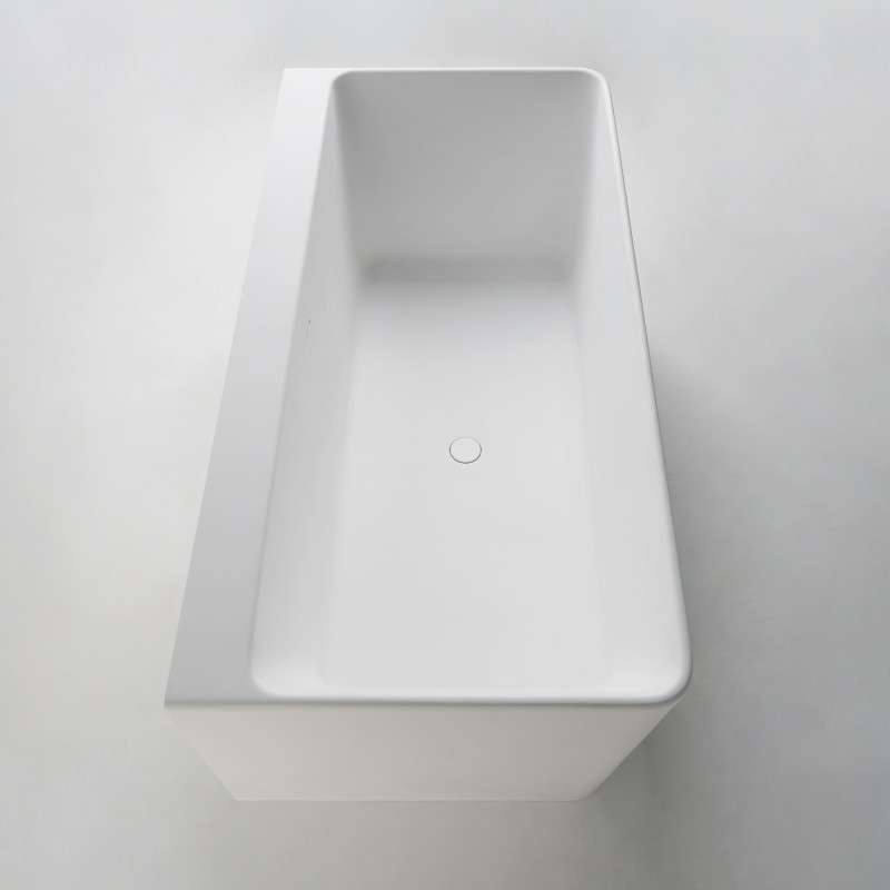 VOLLE Ванна пристінна окремостояча кам'яна Solid surface 1650 * 800 * 590мм, (12-40-051)