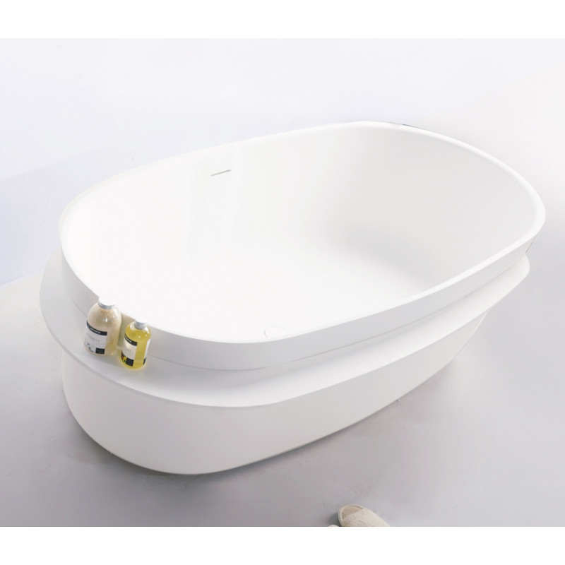VOLLE Ванна окремостояча кам'яна Solid surface 1630 * 750 * 530мм з поличкою, (12-40-054)