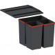 Franke Сортер для сміття Easysort 450-1-2, 2 шт.x 14.5 л, кришка,чорний пластик (1210494150)