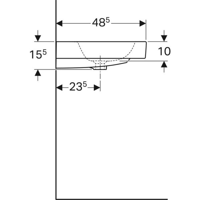 Geberit 12407 5000 iCon Умивальник 75 см, з 1 отв.під зміш., з переливом, колір білий глянець
