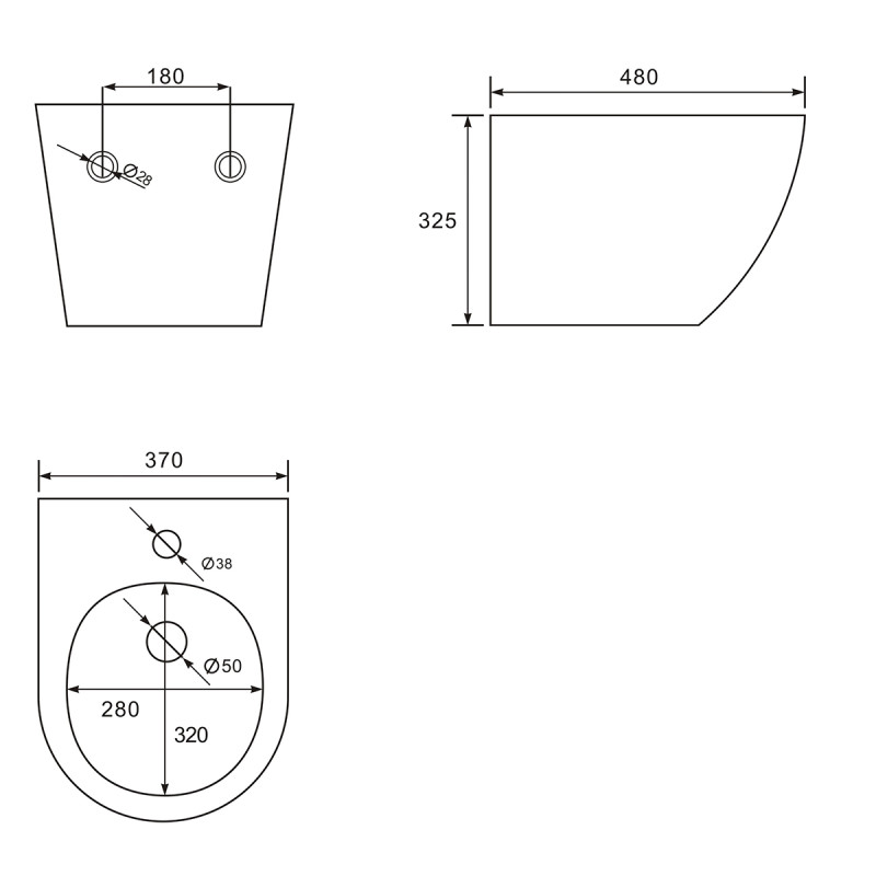 VOLLE AMADEUS M біде 480*370*325mm підвісне, (13-06-256M)