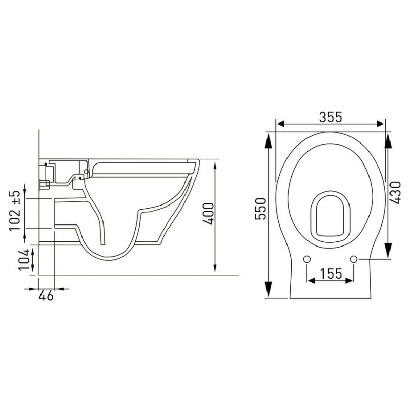 IBERIA унітаз 55*35,5*40см підвісний Rimless, сидіння тверде Slim slow-closing