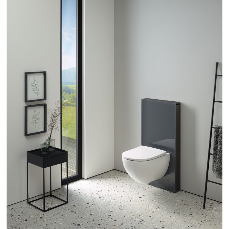 Geberit MONOLITH інсталяція для підвісного унітазу, H101,підключення знизу,чорне скло/алюміній чорний хром, (131.021.SJ.6)