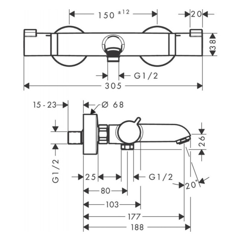 Hansgrohe Термостат для ванни Ecostat Comfort (13114670)
