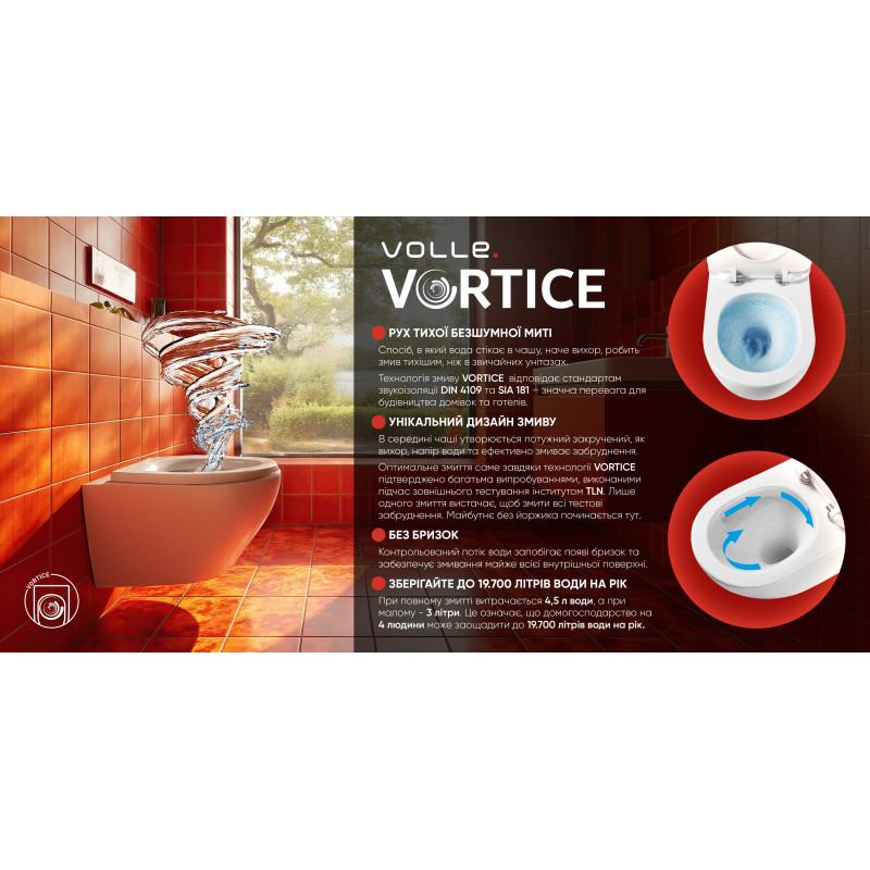 VOLLE CANTE 2.0 vortice унітаз підвісний, сидіння duroplast, (1312.001000)