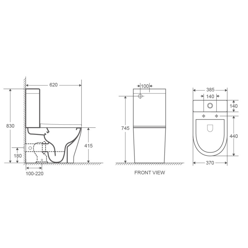 VOLLE FRANCO Rimless унітаз підлоговий 62*38,5*83см, гор. випуск, бачок 3/4,5л, нижнє підведення, сидіння Duroplast Slim slow-closing, (1341.002000)