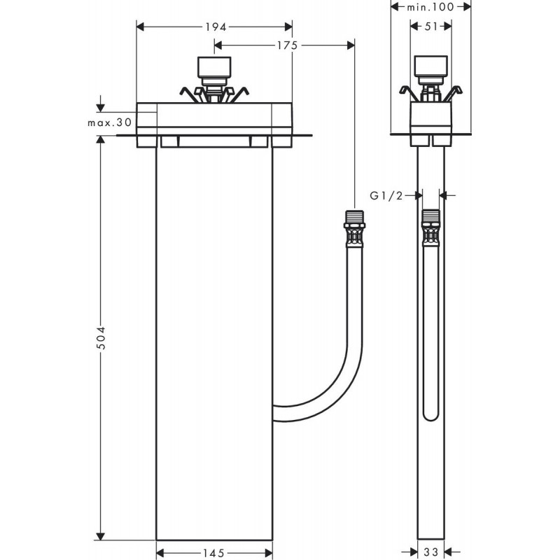 Hansgrohe Sbox Прихована частина для монтажу на ванну чи плитку, (13560180)