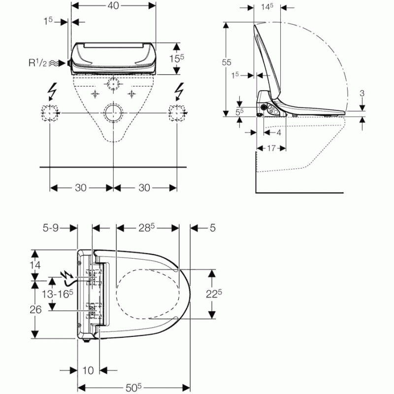 Geberit AquaClean 4000 Кришка для біде, (146.130.11.2)