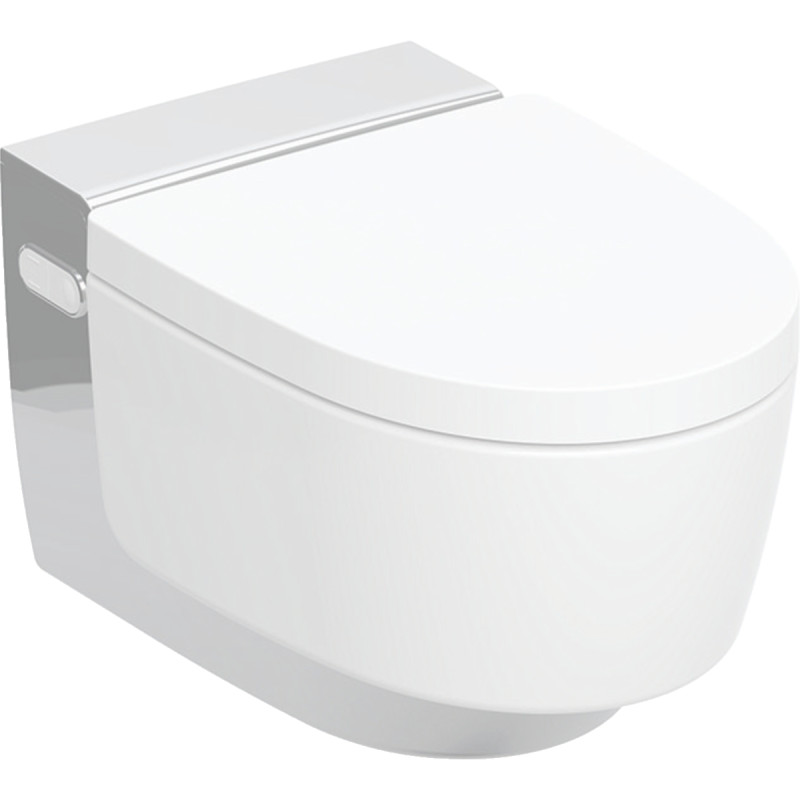 Geberit AQUACLEAN Mera Comfort підвісний унітаз-біде,KeraTect, білий, декоративна панель глянцевий хром, (146.210.21.1)