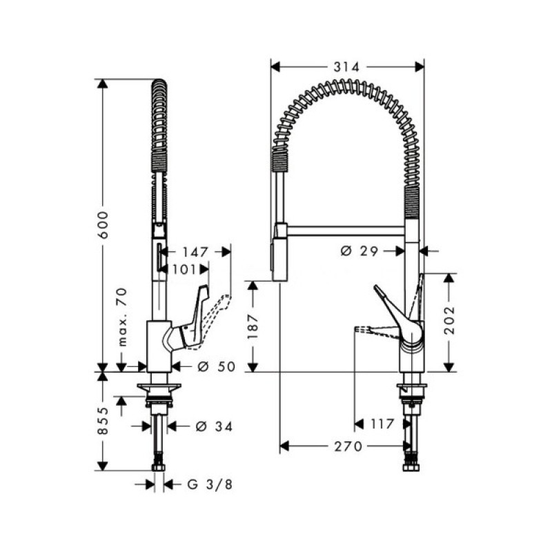 Hansgrohe Cento XXL Змішувач для кухні, одноважiльний, (14806000)