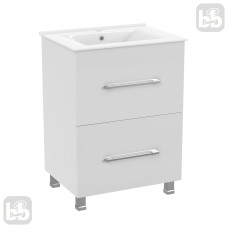 VOLLE NEMO NEW комплект меблів 60см білий: тумба підлогова, 2 ящики + умивальник накладний арт 13-01-060B, (15-17-61N)