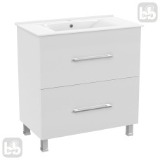VOLLE NEMO NEW комплект меблів 80см білий: тумба підлогова, 2 ящики + умивальник накладний, (15-17-81N)